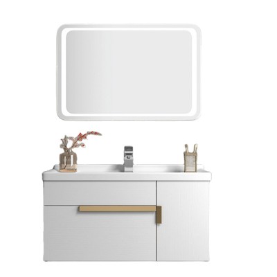 Bathroom basin cabinet modern 800mm PVC shower cabinet bathrooms with light up bathroom mirror