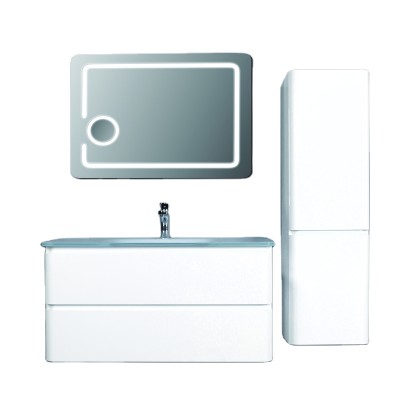 Cabinet basin bathroom vanity pvc bathroom cabinet Led lighted mirror with touch switch and magnifier