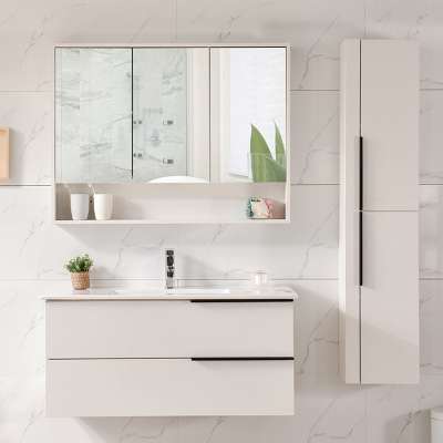 PVC bathroom vanity cabinets full set vanities luxury bathroom vanity mirror cabinet modern simple side cabinet with two doors