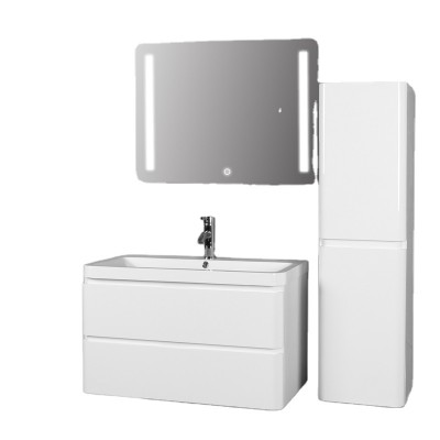 Bathroom cabinets and wash basin pvc side cabinet bathroom mirror with led lights